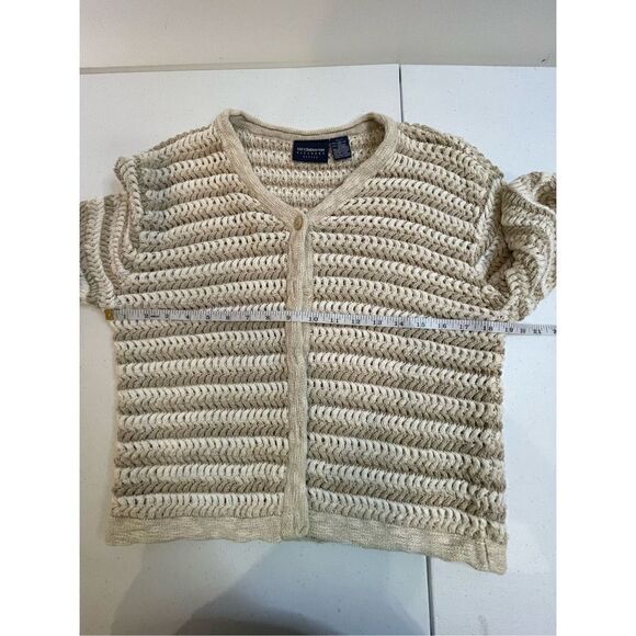 Liz Claiborne Petite white tan women’s cardigan size large - Picture 3 of 7